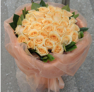 香槟玫瑰花束33朵北京鲜花同城速递上海广州南京成都花店全国送花