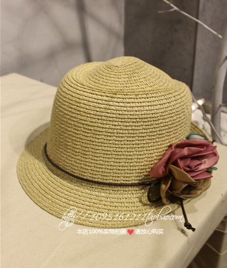 韩国正品代购  甜美花朵草帽海边度假沙滩帽 防晒女士遮阳帽子夏