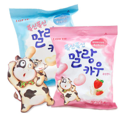 韩国 Lotte/乐天牛奶软糖 可以烤着吃的奶糖 牛奶味/草莓味 63g