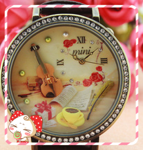 爱华时 b6850mm2011橡胶树脂普通时尚潮流圆形日历果冻石英表手表