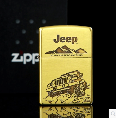 zippo打火机包邮 正版纯铜吉普车 汽车标志jeep打火机正品限量版