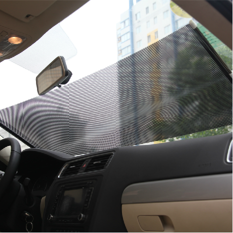 汽车遮阳挡自动伸缩收缩 隔热帘 黑色网点遮阳帘太阳档汽车遮阳
