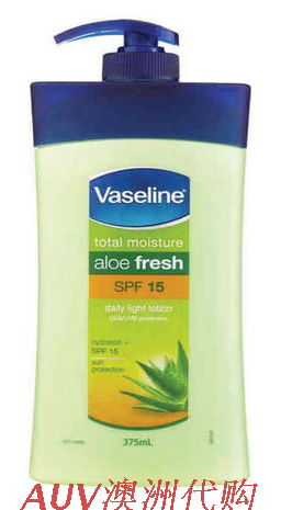 auv澳洲代购Vaseline SPF15 Aloe Lotion 375ml凡士林日常防晒