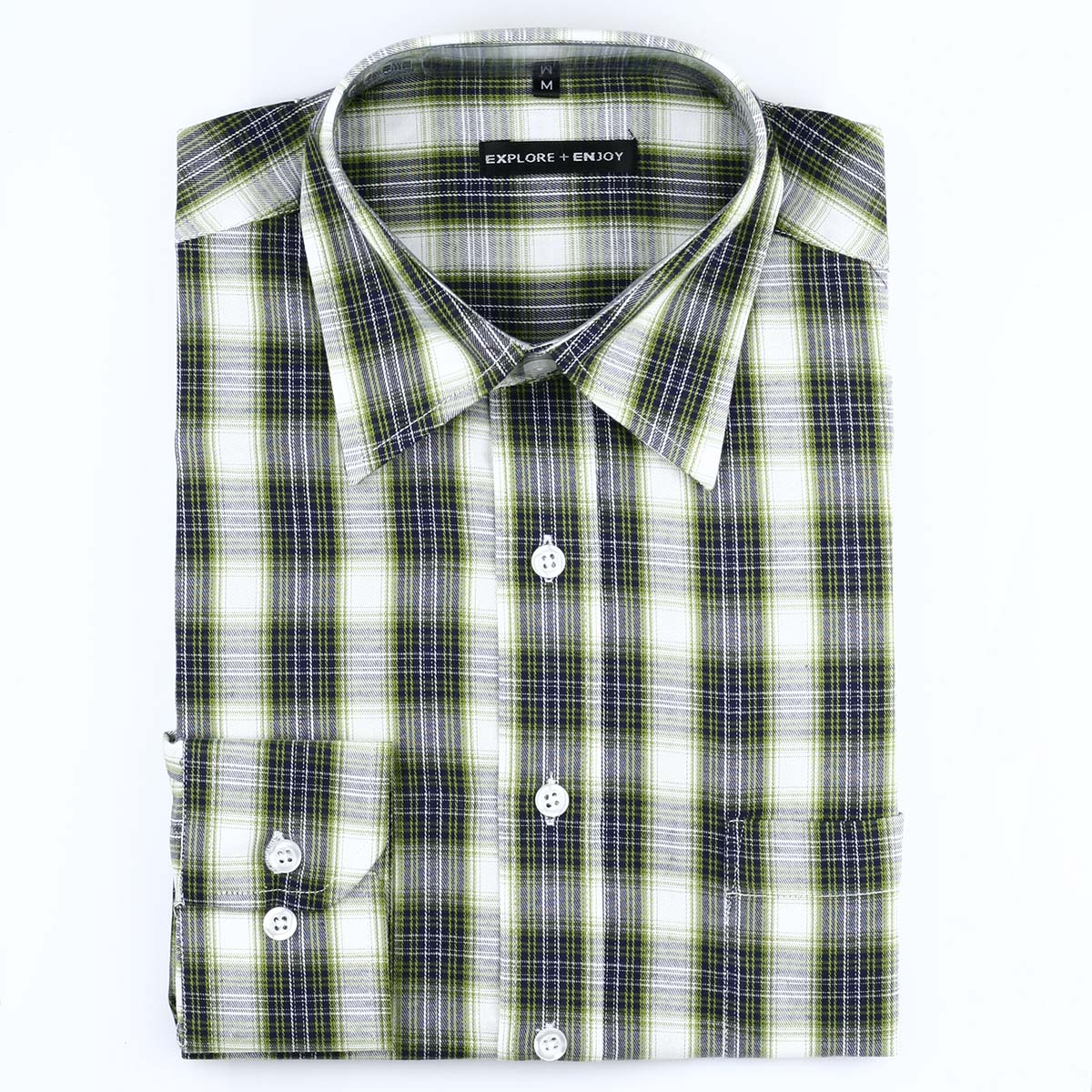 外贸商务休闲衬衫 40支全棉男士长袖衬衫 宽松型 S06墨绿大格纹
