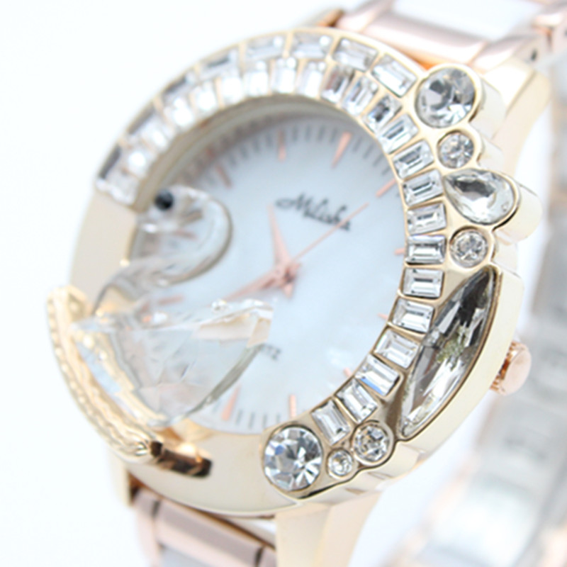 大牌 米莉莎/milisha陶瓷表 施华洛斯奇水晶天鹅表满钻时装女手表