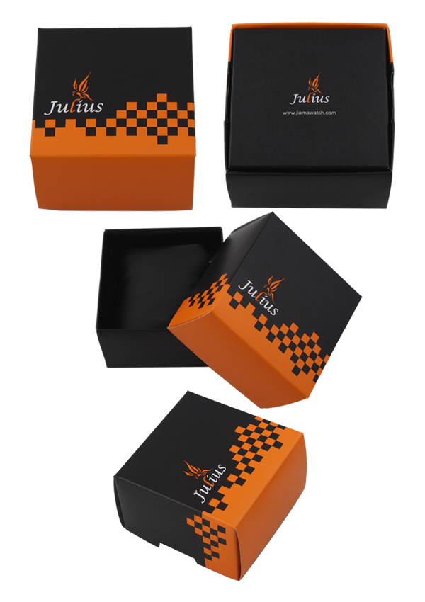 原装正品Julius 聚利时男女手表黑桔色包装盒手表盒