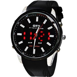 ots个性时装表LED手表学生运动腕表防水潮流男式石英户外多功能表