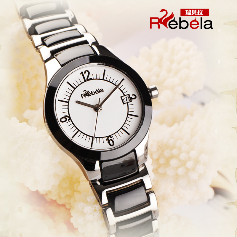 正品瑞贝拉13新款白色陶瓷女表 韩版潮流复古表 女士超薄时装手表
