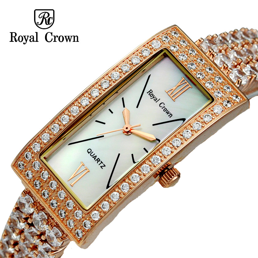 royal crown 萝亚克朗手表方形玫瑰金水钻表女表 2311B