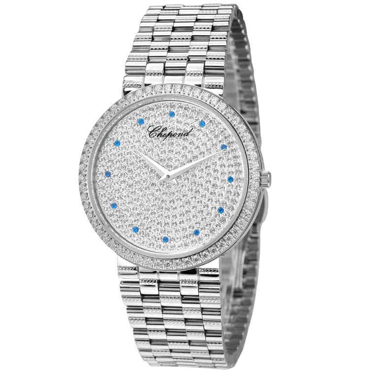 新品 瑞士萧派满天星手表 复古手表 水钻镶嵌情侣对表 精钢瑞士表