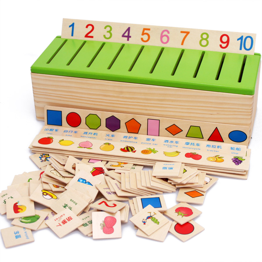 儿童拼图学习形状分类盒木制益智配对力专业早教教具玩具1-2-3岁