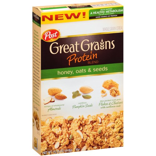 美国进口 谷物早餐Post Cereal宝氏全谷物蜂蜜南瓜子燕麦片418克
