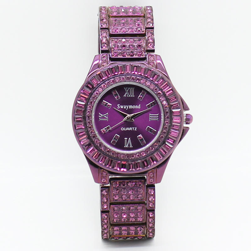 诗威蒙swaymond时装表　手表高贵镶奥地利　紫色水钻表女表S1110