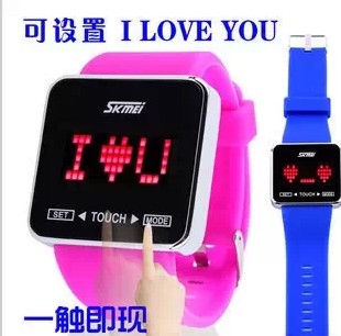 韩国时尚男女生情侣手表 时刻美超薄学生钨钢触屏LED防水电子手表
