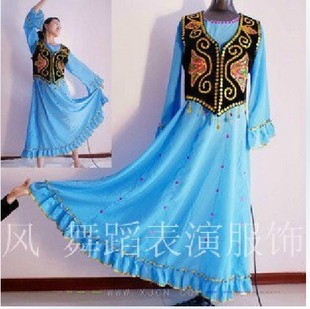 舞蹈服装女装舞台表演特价民族服饰蓝色天蓝色2013促销新疆夏季