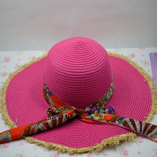 韩版女士夏天大沿帽子 可折叠草帽 草编沙滩帽遮阳帽防晒帽太阳帽