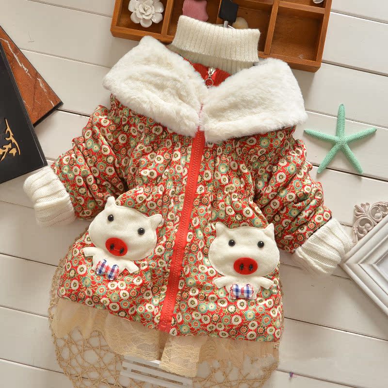【天天特价】双十一特价包邮韩版冬季女童加厚童棉衣小猪童外套