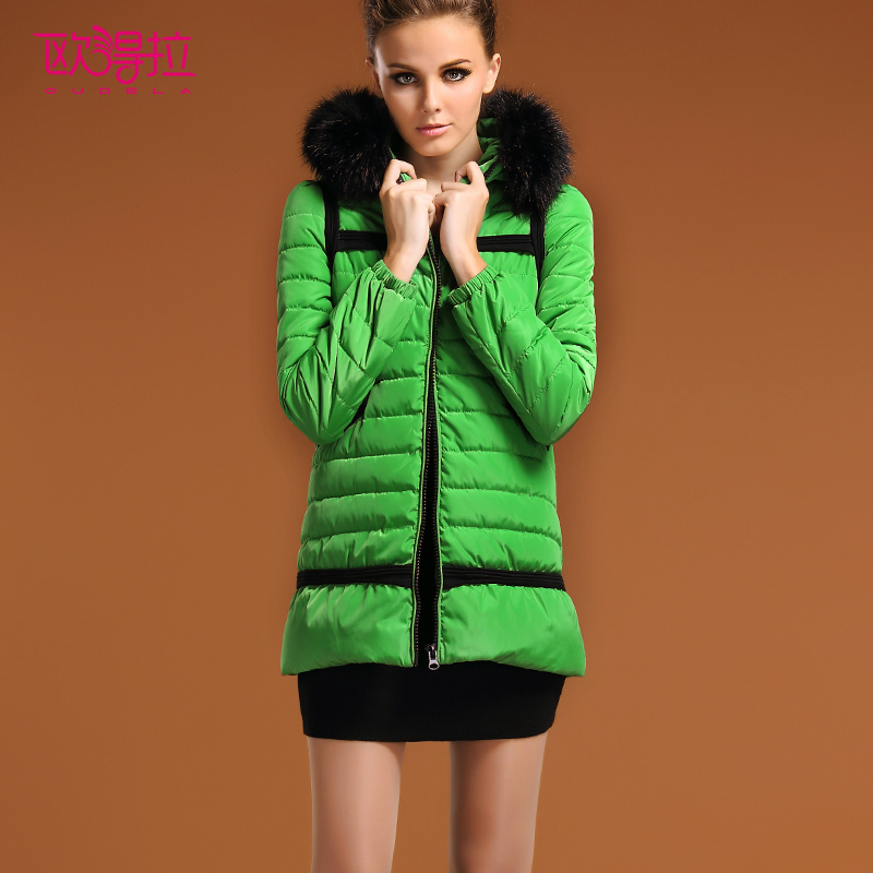 欧得拉 2013冬装欧美街头女式棉衣外套加厚中长款棉袄W3024
