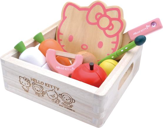 HelloKitty生日礼物 磁性木盒水果切切看 木制切切乐玩具 包邮