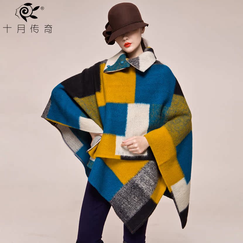十月传奇2013冬季新品 复古风时尚大气个性披风毛呢外套 女