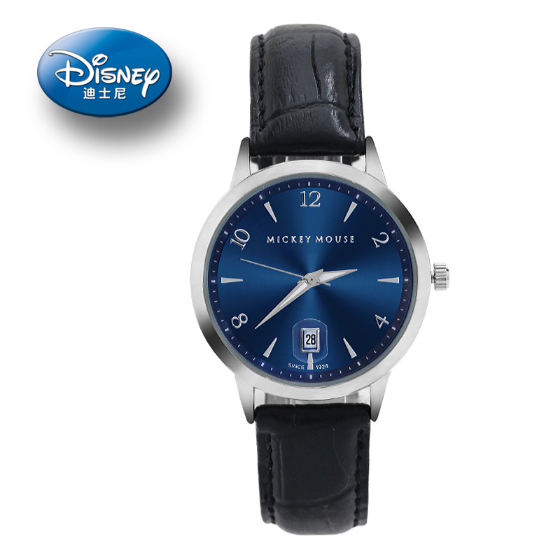 正品包邮迪士尼手表 迪斯尼真皮表带单日历时尚简约男表 男士手表