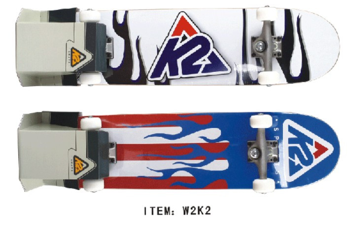 K2 四轮双翘滑板  加拿大枫木 白色PU灌注轮