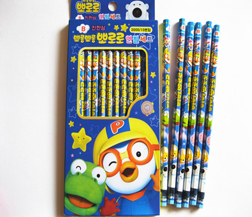 韩国进口PORORO小企鹅铅笔 学习文具 1盒10支装 可零买 蓝色