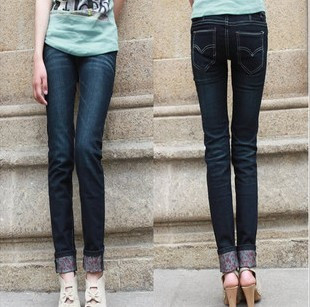 2011春夏装 新款韩版翻遍显瘦女牛仔裤 铅笔裤 小脚裤