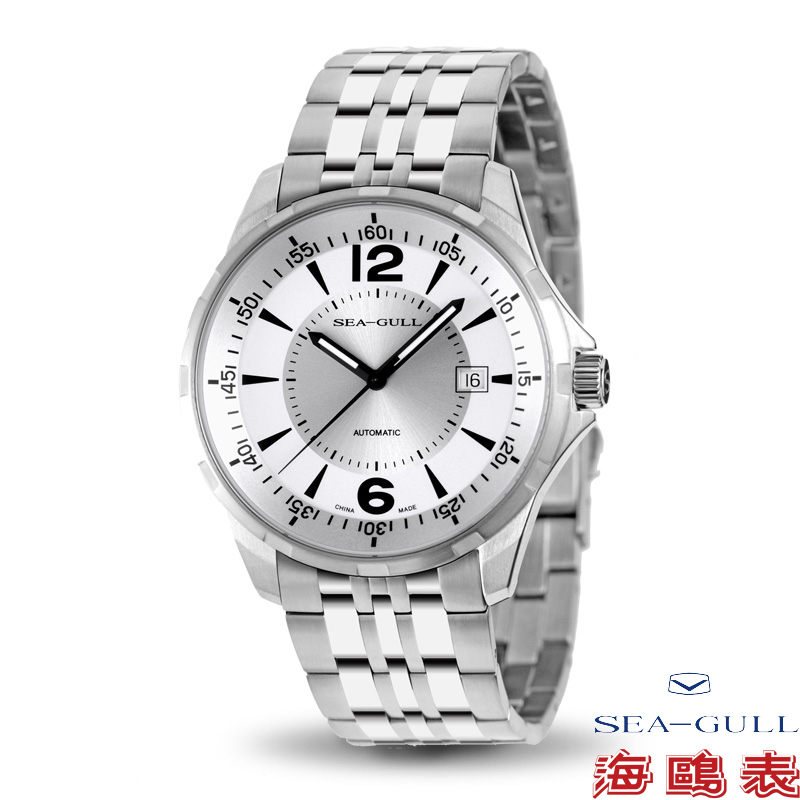 正品海鸥手表 钢带白盘运动休闲全自动机械表特价促销　品牌腕表