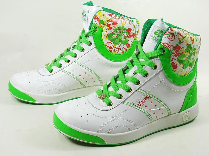 外贸原单Dereon 高帮白绿拼色运动板鞋 街舞跳舞鞋 女 特价包邮