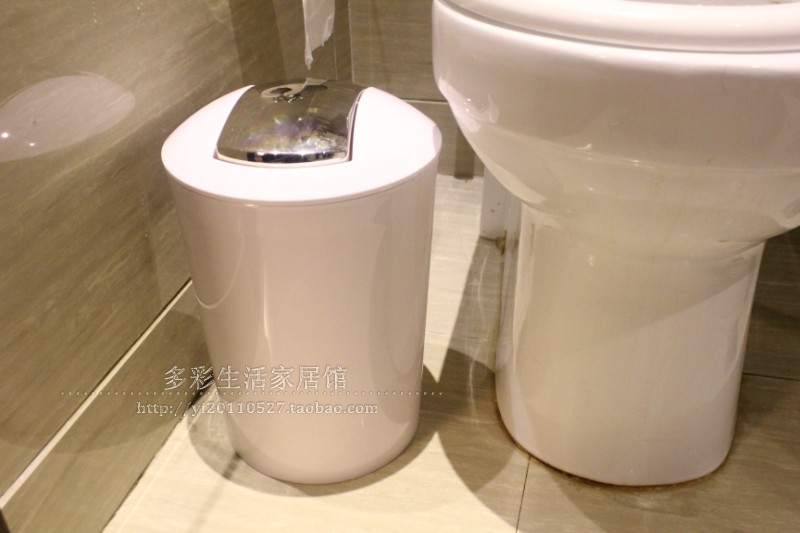 欧式时尚创意塑料带盖垃圾桶客厅卫生间厕所家用免脚踏垃圾桶摇盖