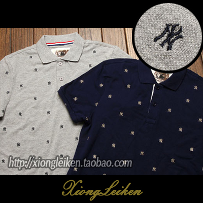 【SJZ】夏款新品MLB NY polo衫 纽约洋基队 男式短袖T恤 纯色翻领