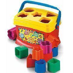 费雪正品 启蒙积木盒 儿童益智玩具 形状配对激发想象塑料积木