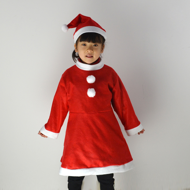 包邮儿童圣诞服装 儿童圣诞连衣裙 圣诞表演服饰 无纺布圣诞服装