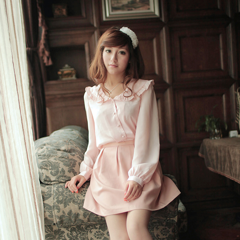 糖果舞曲2011最新发布糖果粉色韩版长袖雪纺绒上衣甜美欧洲风格