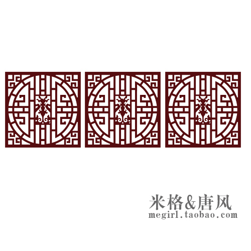 【米格&唐风】立体贴 三件套 暗红色pvc 古典风格装饰38cm GJ-307