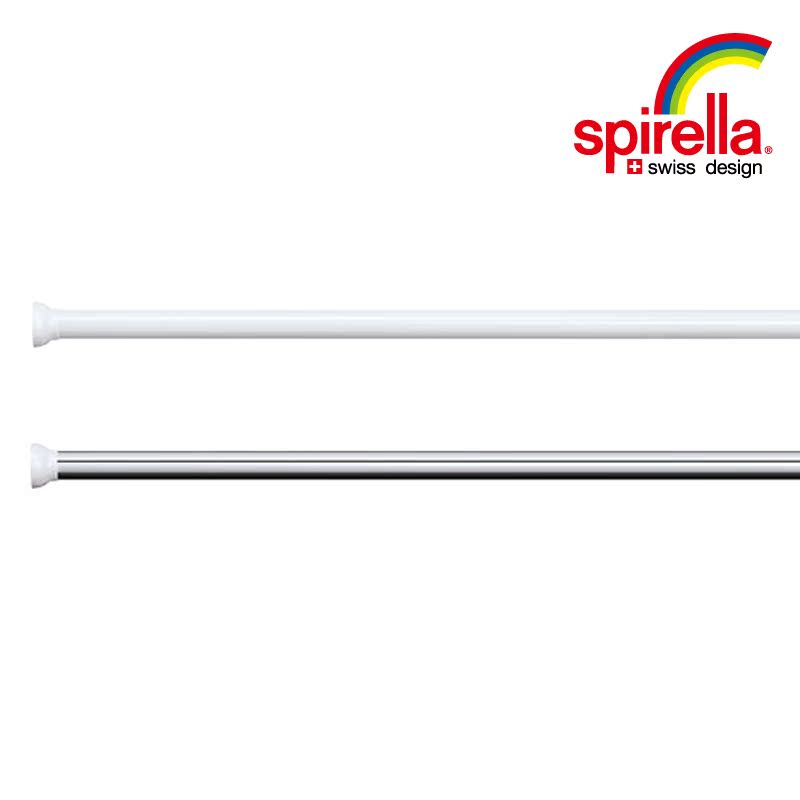 Spirella丝普瑞白色银色铝管弹簧浴帘杆伸缩杆毛巾杆125-220cm
