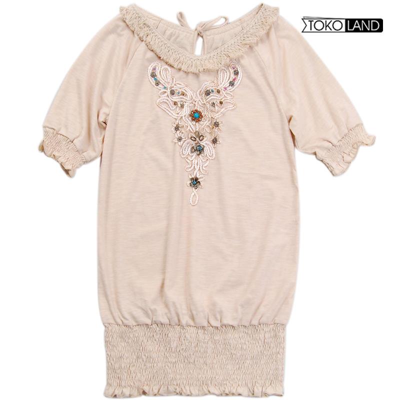 [TOKOLAND]2011秋装新款:日系女装民族风娃娃纯棉长款短袖T恤女