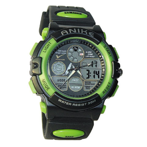 日本精工机芯 AK5109绿色电子表 多功能潜水表学生儿童男式手表