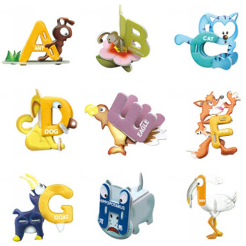 26个字母拼图套装 3D立体拼图 纸模型批发 儿童diy识字 135克