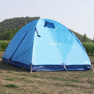 正品COBRA户外双层铝秆双人露营帐篷 超轻防暴雨促销特价蓝绿橙色