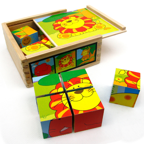 智立方 可爱野生动物9粒方块积木拼图 拼图 玩具 5636