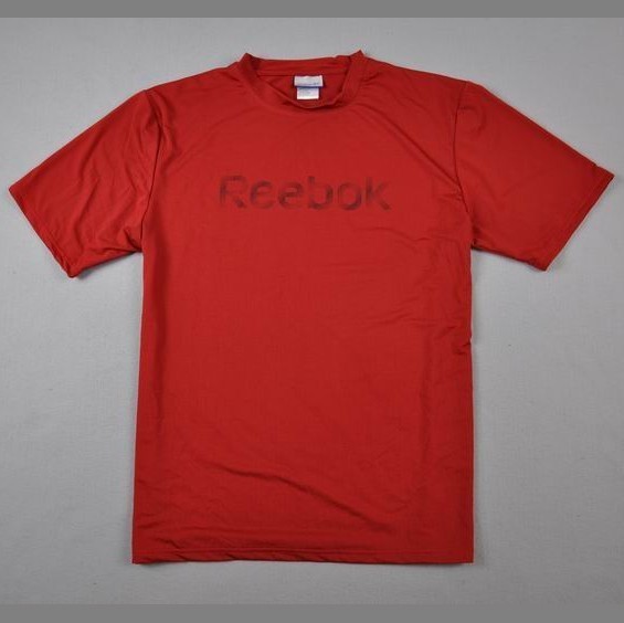 [特]REEBOK 男款红色圆领速干透气涤纶短袖T恤