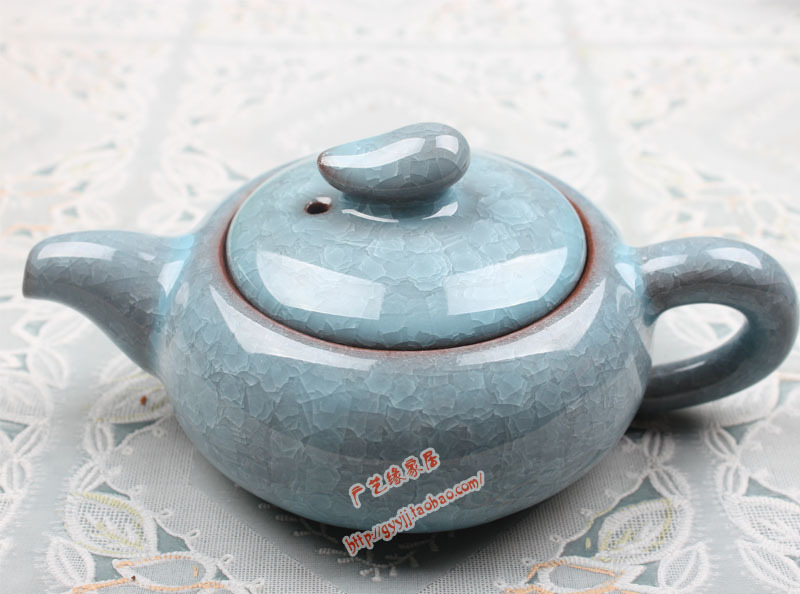 茶具茶壶 功夫陶瓷冰裂茶具 冰裂纹 冰裂壶 冰裂釉灰蓝色壶