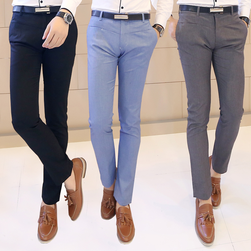 2014小脚男士韩版超修身小西裤个性紧身休闲西装男版裤黑色X619