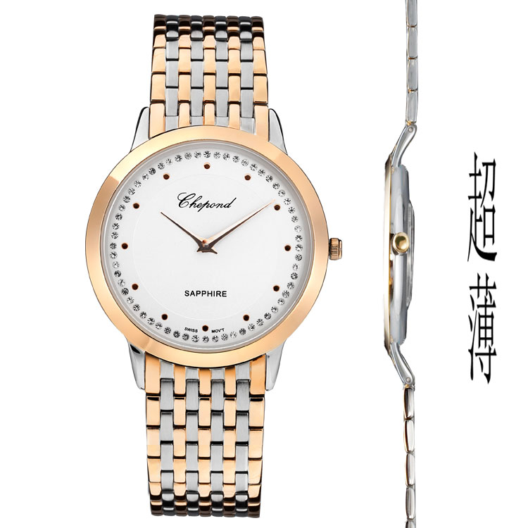 新品 超薄手表 女士手表 瑞士机芯男士表 大表盘满天星情侣手表