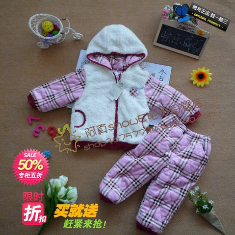 韩国婴奈儿童装1-3岁婴幼儿宝宝棉衣套装男童女童冬季套装加厚裤