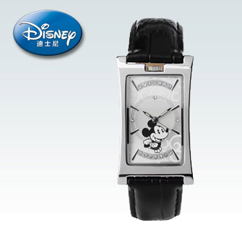 正品迪士尼手表50001米奇黑色时尚男士手表 长方形款 男士时装表