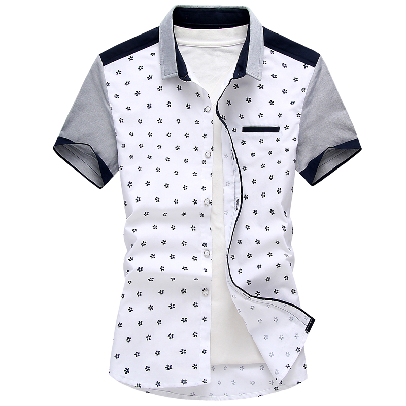 【九岸】男士波点碎花短袖衬衫夏季衬衣男 韩版修身上衣 JXC3005