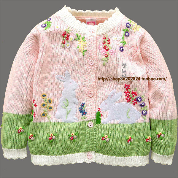 童装 春秋外套 Fengy Unbobi毛衣 线衣 粉色小开衫 可爱兔宝宝